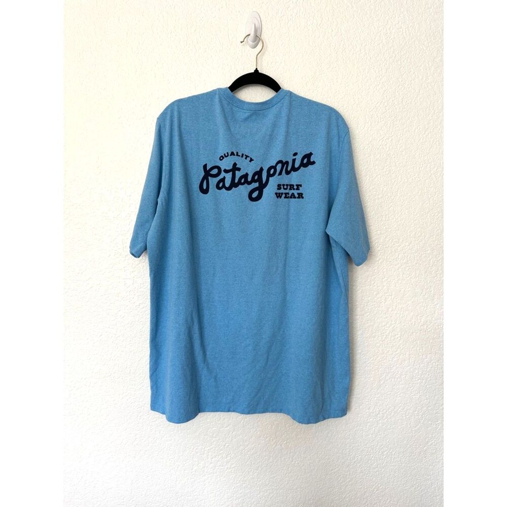 Patagonia Men's Surf Pocket Responsibili-Tee in Lago Blue Size XL